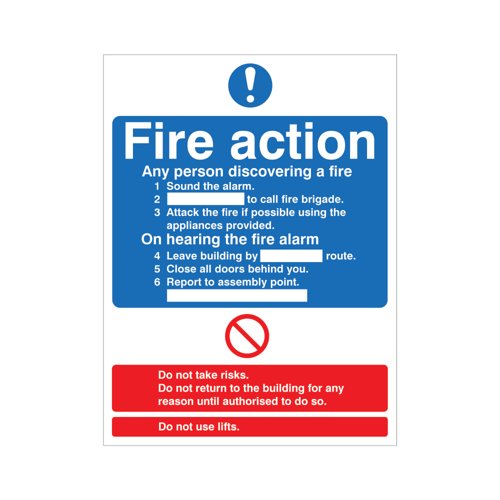5 Star Fire Action Standard Sign SAVE Vinyl 300x250mm VM433SAV3025