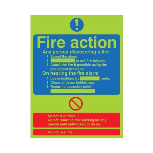 5 Star Fire Action Standard Sign Rigid Plastic 300x250mm VPM433SRP3025