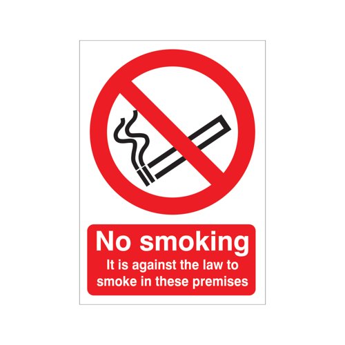 5 Star No Smoking It Is Against The Law To Smoke A5 VSB003SAVA5