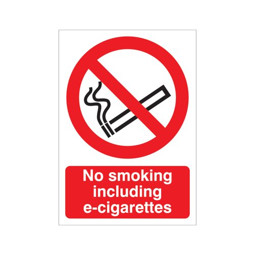5 Star No Smoking Inc E-Cigarettes Sign Rigid Plastic A5 VSB019SRPA5