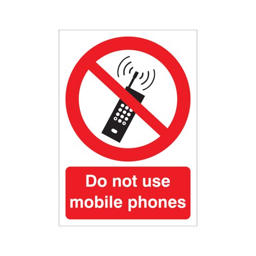 5 Star Do Not Use Mobile Phones Sign Rigid Plastic A5 VP414SRPA5