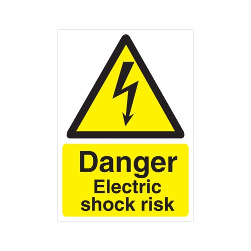 5 Star Danger Electric Shock Risk Sign Rigid Plastic A5 VW413SRPA5