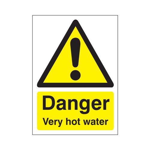 5 Star Danger Very Hot Water Sign SAVE Vinyl 70x50mm VW416SAV57