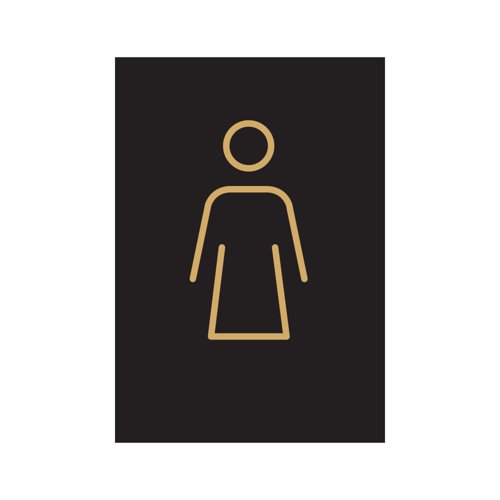 5 Star Female Toilet Sign Black/Gold Rigid Plas 150x105 VOF172BFB1015