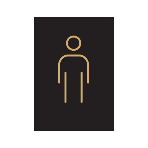5 Star Male Toilet Sign Black/Gold Aluminium 150x105 VOF173BFB1015