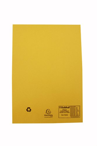 Guildhall Square Cut Folder Mediumweight Foolscap Yellow (Pack of 100) FS250-YLWZ