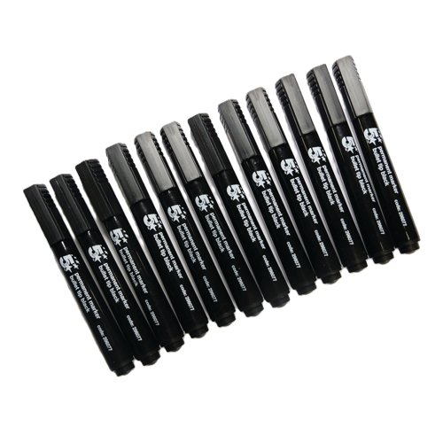 5 Star Permanent Marker Bullet Tip Xylene/Toluene-free Smear Proof Black (Pack of 12) 296077