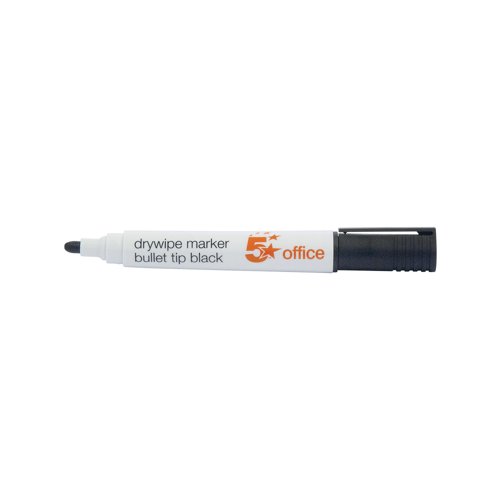 5 Star Office Drywipe Marker Xylene/Toluene-free Bullet Tip 3mm Line Black (Pack of 12)