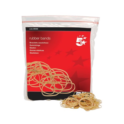 5 Star Office Rubber Bands No16 63x1.5mm Approx 2000 Bands 454g Bag