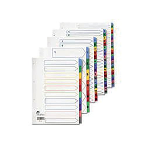 5 Star Office Index Jan-Dec Multipunched Reinforced Multicolour Tabs 160gsm A4 White