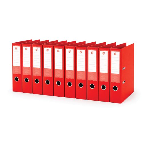 FS340352 5 Star Premium Lever Arch File A4 70mm Spine Polypropylene Red (Pack of 10) 340352