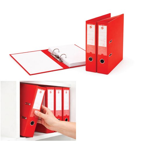 FS340352 5 Star Premium Lever Arch File A4 70mm Spine Polypropylene Red (Pack of 10) 340352