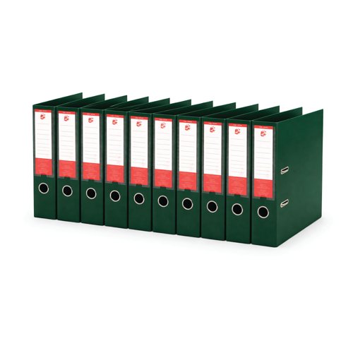 FS340360 5 Star Premium Lever Arch File A4 70mm Spine Polypropylene Green (Pack of 10) 340360