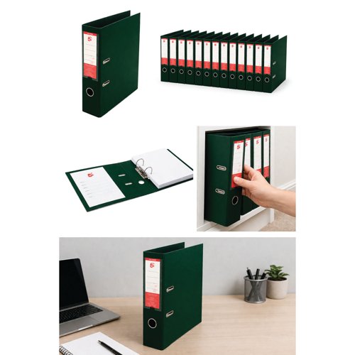 FS340360 5 Star Premium Lever Arch File A4 70mm Spine Polypropylene Green (Pack of 10) 340360