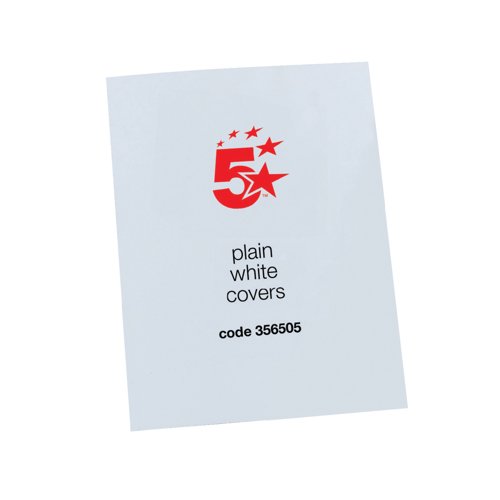 5 Star Office Binding Covers 250Gsm Plain A4 Gloss White (Pack of 100)