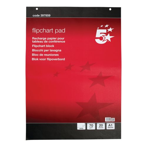 5 Star Office Meeting Flipchart Pad Perforated 20 Sheets A1 (Pack of 5)