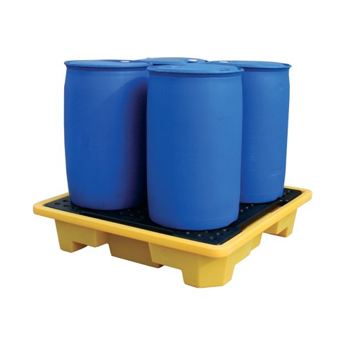 5 Star Nestable Drum Sump Pallet for 4x 205L Drums Yellow FS421110