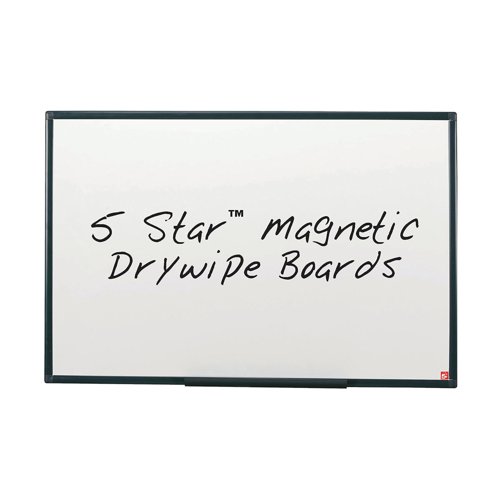 5 Star Office Magnetic Drywipe Board Steel Trim with Fixing Kit and Detachable Pen Tray 1200x900mm