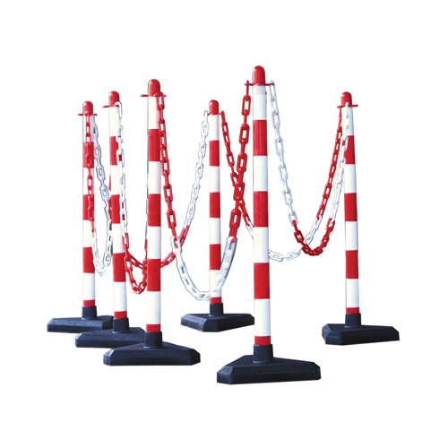 Guarda Chain Post Set with 6 Posts Red/Wht Concrete Base FS597700