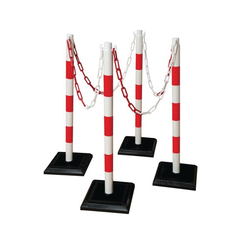 Guarda-Plus Chain Post Set with 4 Posts Red/Wht FS599834
