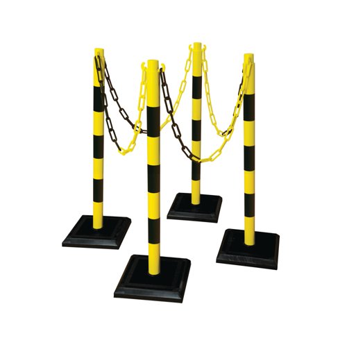 Guarda-Plus Chain Post Set with 4 Posts Ylw/Blk FS600462