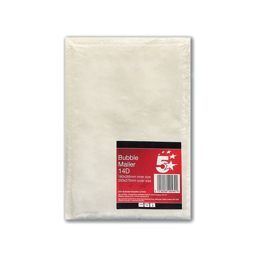 5 Star Office Bubble Mailer Size 14D 170x265mm Internal (Pack of 3) FS600560