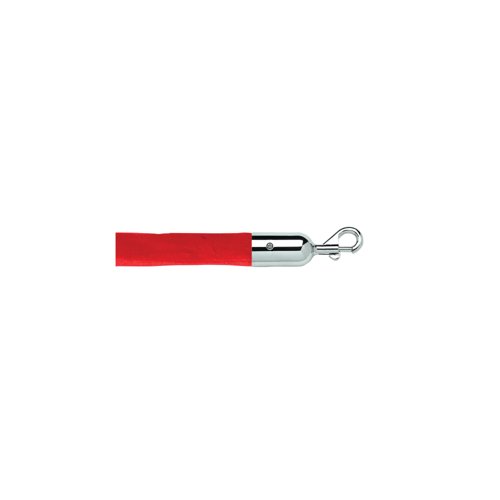 5 Star Economy Velour Rope Red 1.8m with Polished Chrome Ends