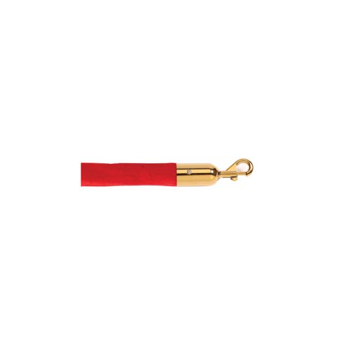 5 Star Economy Velour Rope Red 1.8m with Polished Brass Ends