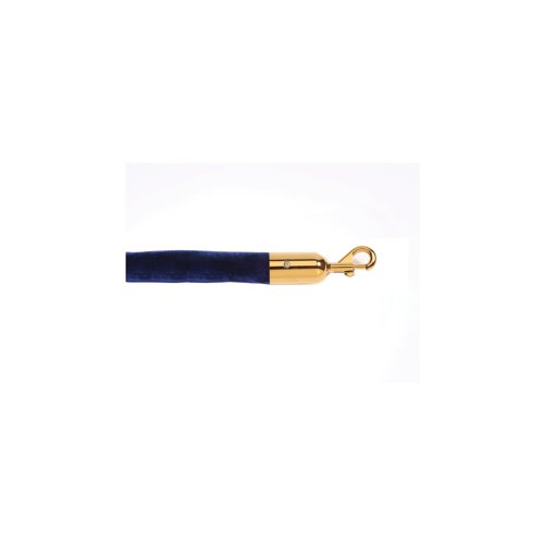 5 Star Economy Velour Rope Blue 1.8m with Polished Brass Ends