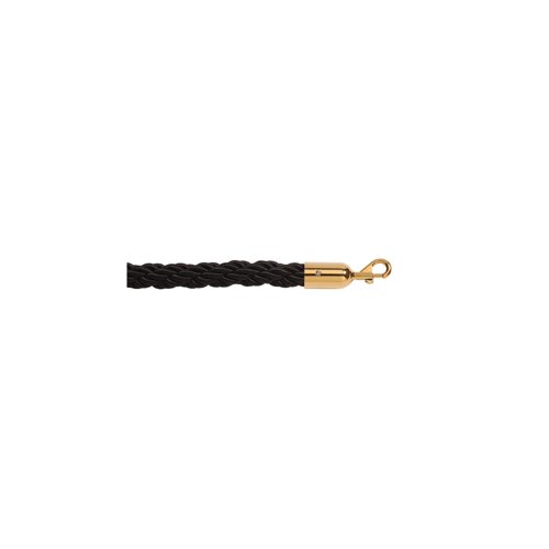 5 Star Braided Rope Black 1.8m with Polished Brass Ends