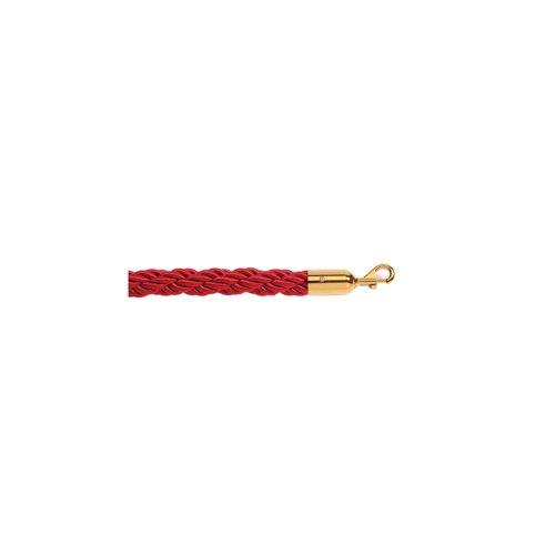 5 Star Braided Rope Red 1.8m with Polished Brass Ends