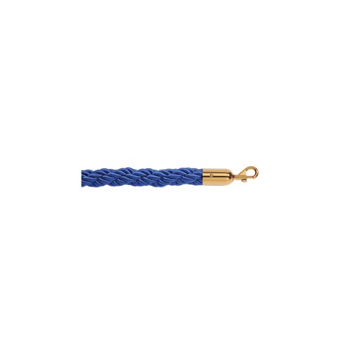 5 Star Braided Rope Blue 1.8m with Polished Brass Ends