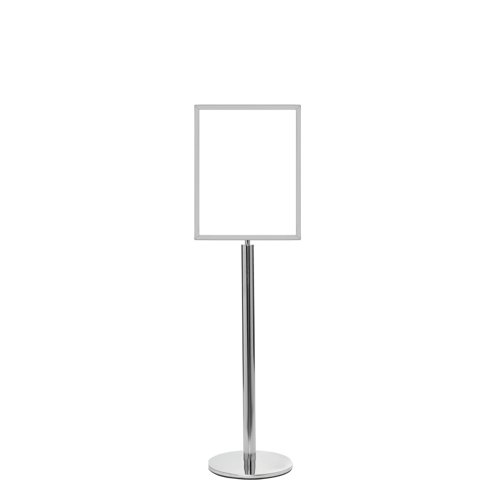 5 Star Sign Stands Polished Chrome Post with A3 Vertical Sign