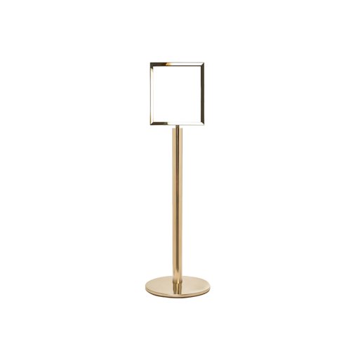 5 Star Sign Stands Polished Brass Post with A3 Vertical Sign