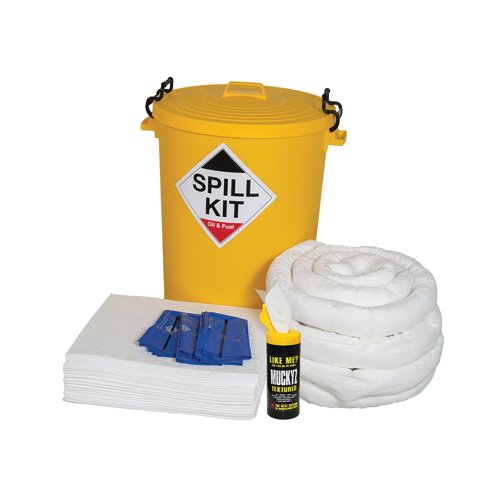 5 Star Oil/Fuel Spill Kit in a Yellow Plastic Drum 90L White FS636638