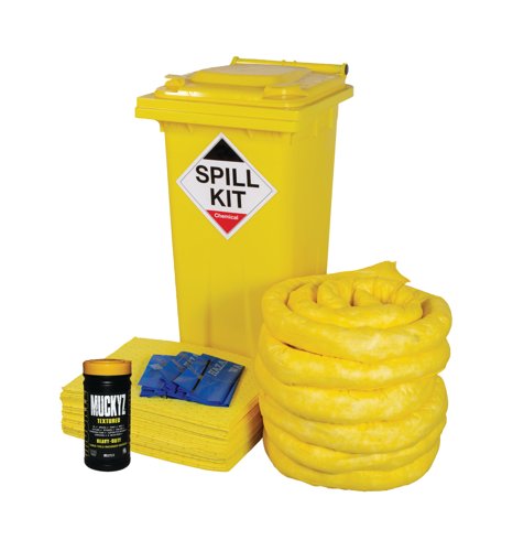 5 Star 120 Litre Chemical Spill Kit in Wheelie Bin Yellow FS636942