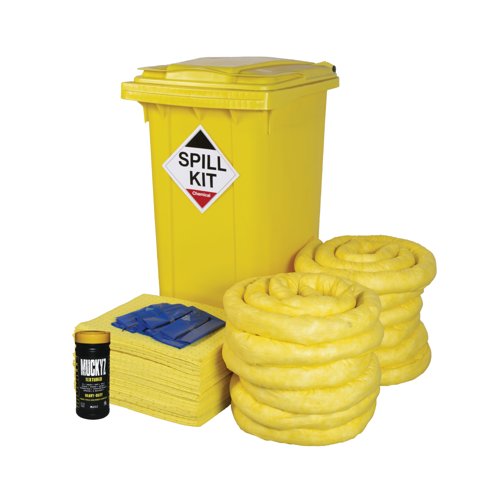 5 Star 240 Litre Chemical Spill Kit in Wheelie Bin Yellow FS637161