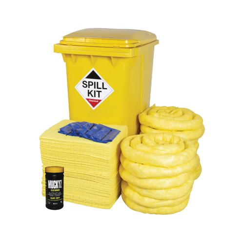 5 Star 360 Litre Chemical Spill Kit in Wheelie Bin Yellow FS637260