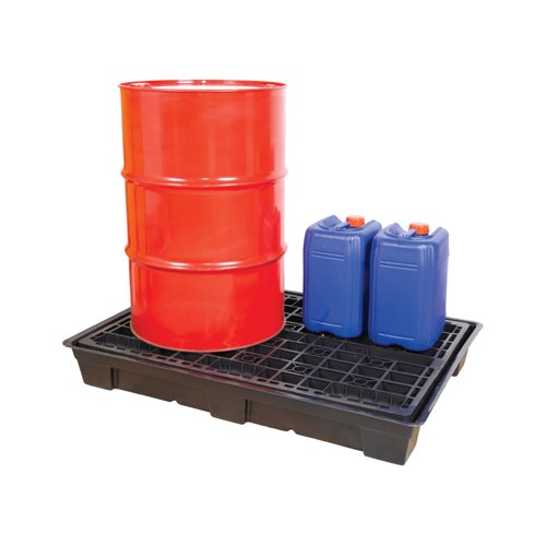 5 Star Evo Recycled Low Level 2 Drum Spillpallets Black FS642134