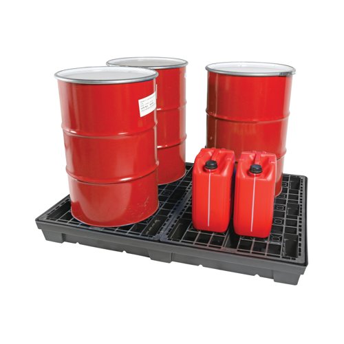 5 Star Evo Recycled Low Level 4 Drum Spillpallets Black FS642202