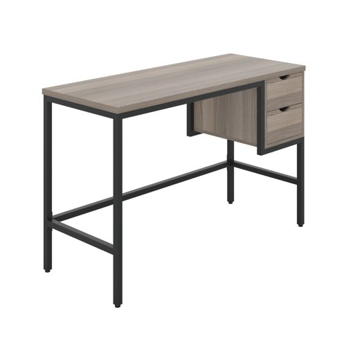 5 Star Varo Rectangular Desk with 2 Drawers Grey Oak/Black FS646637