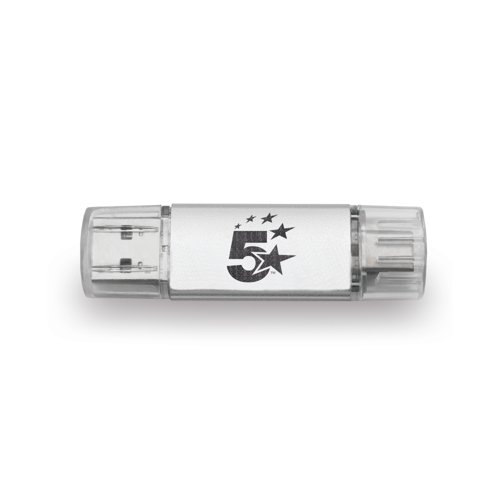5 Star USB 3.2 Gen 1 Combo Flash Memory Drive with USB A/C 64GB Silver 667950