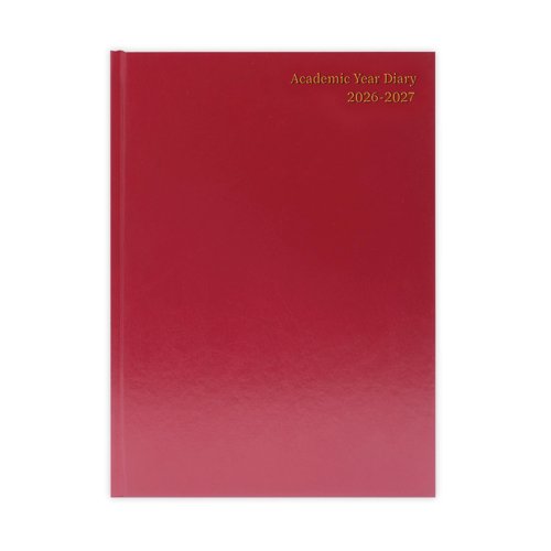 5 Star Academic Diary Day Per Page A4 Burgundy 2026-2027 KF1A4ABG26