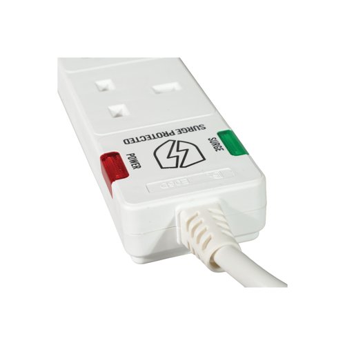 5 Star 6-Gang Surge Protection Extension Lead 2m White FS668151