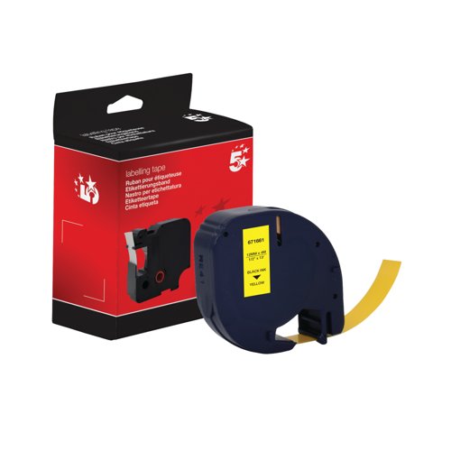 Five Star Non-OEM Replacement for Dymo 91202 Black on Yellow 12mm x 4m FS671661