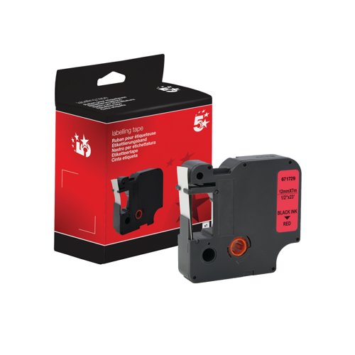 Five Star Non-OEM Replacement for Dymo 45017 Black on Red 12mm x 7m FS671729