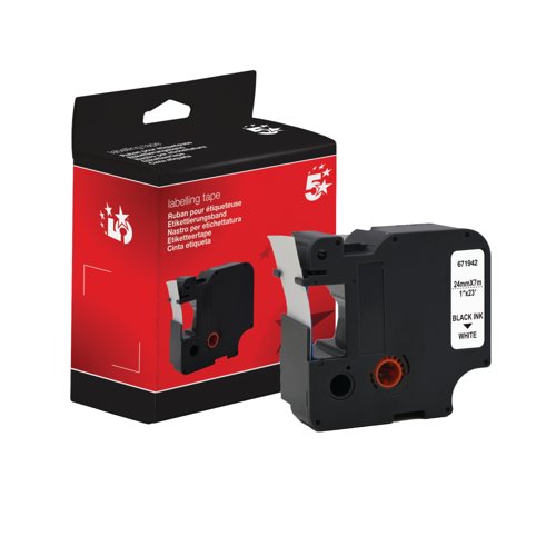 Five Star Non-OEM Replacement for Dymo 53713 Black on White 24mm x 7m FS671942