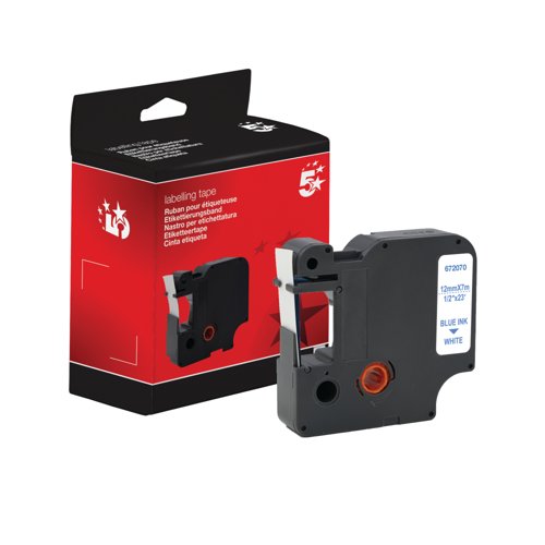 Five Star Non-OEM Replacement for Dymo 45014 Blue on White 12mm x 7m FS672070