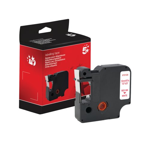 Five Star Non-OEM Replacement for Dymo 45015 Red on White 12mm x 7m FS672120