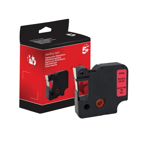 Five Star Non-OEM Replacement for Dymo 40917 Black on Red 9mm x 7m FS672240